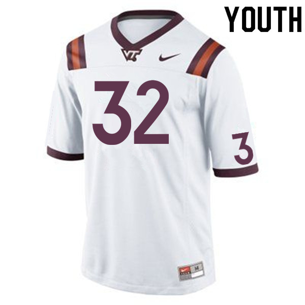 Youth #32 Carl Smith Virginia Tech Hokies College Football Jerseys Sale-White - Click Image to Close